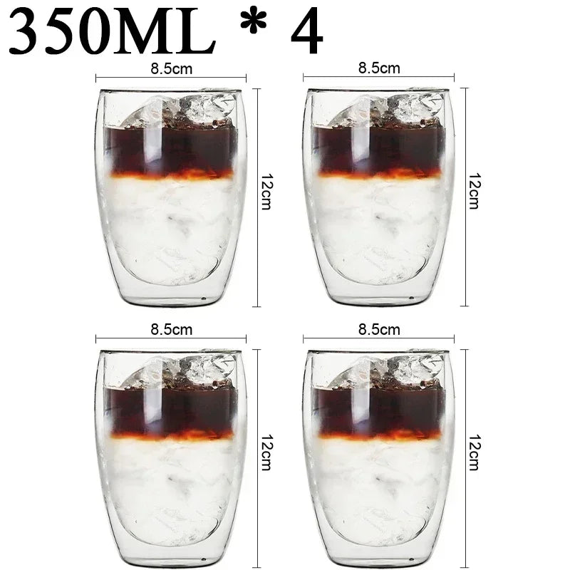 2-18PCS Dublu perete mare Borosilicat de sticlă cani  bază de căldură ceai rezistent, cafea, lapte, și suc Cupe, Creative Bar Drinkware Set cadou
