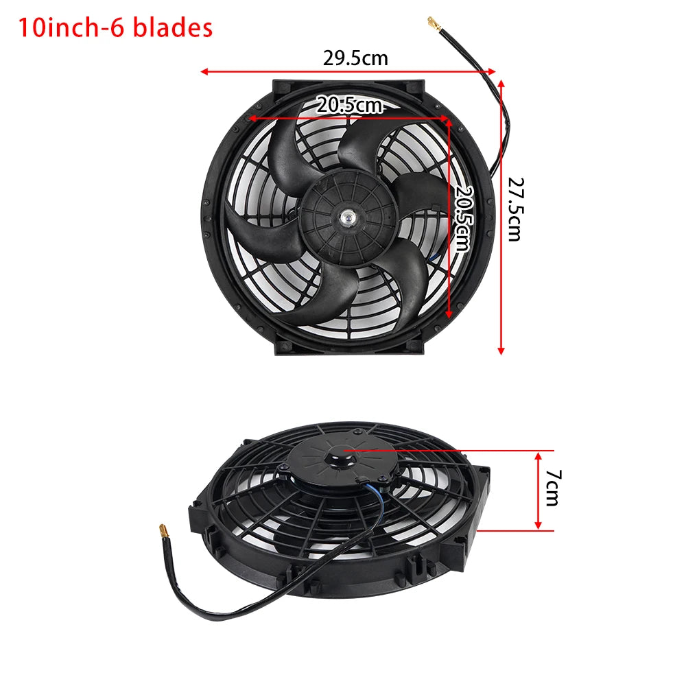 Universal 7/9/10/12/14/16 Inch 12V 80W Răcire radiator masina Fan Blade  bază de aer electric Fan Kit 2100RPM