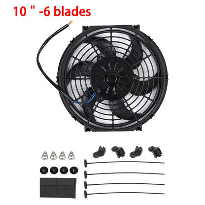 Universal 7/9/10/12/14/16 Inch 12V 80W Răcire radiator masina Fan Blade  bază de aer electric Fan Kit 2100RPM