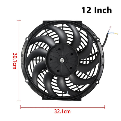 Universal 7/9/10/12/14/16 Inch 12V 80W Răcire radiator masina Fan Blade  bază de aer electric Fan Kit 2100RPM