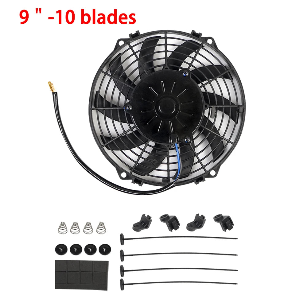 Universal 7/9/10/12/14/16 Inch 12V 80W Răcire radiator masina Fan Blade  bază de aer electric Fan Kit 2100RPM