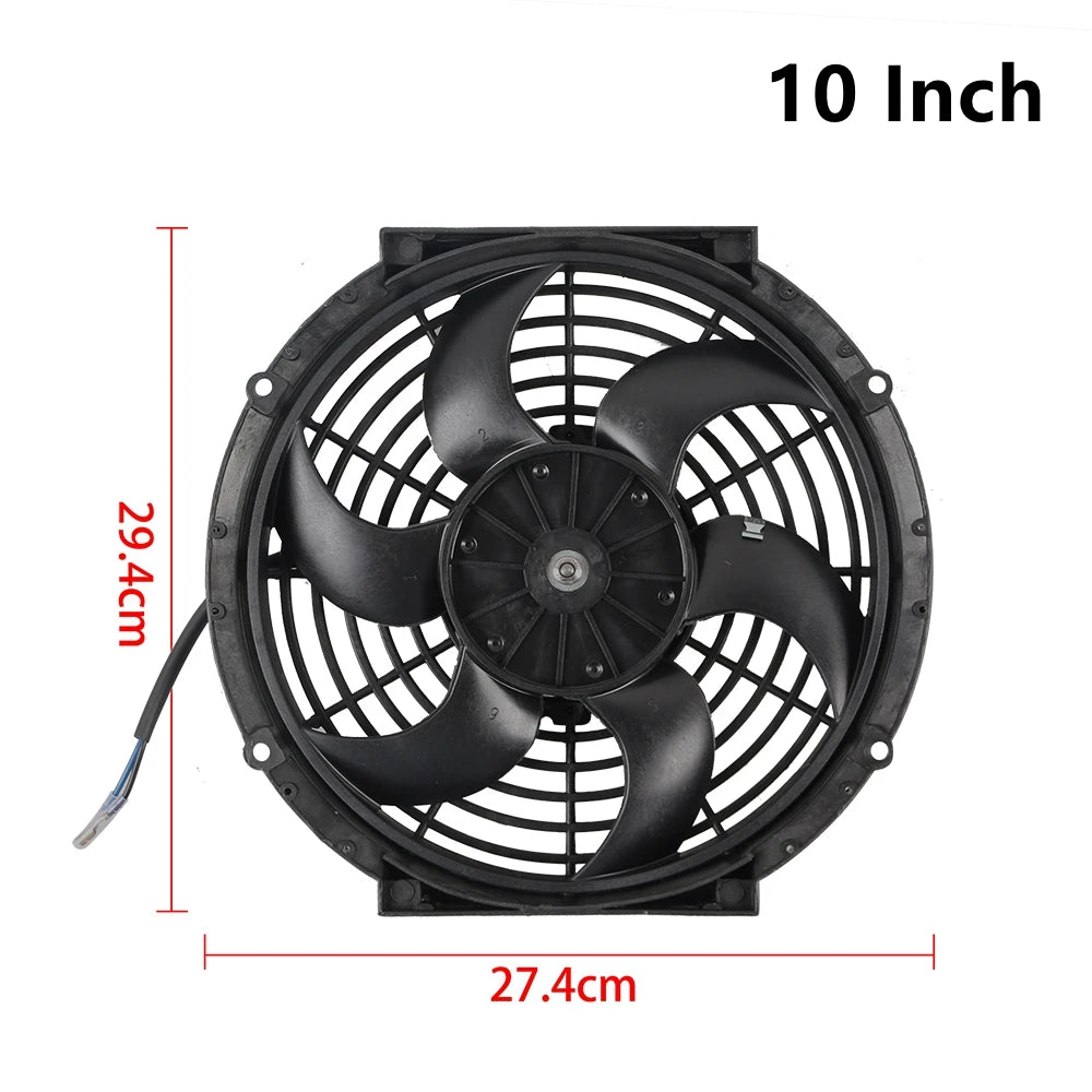 Universal 7/9/10/12/14/16 Inch 12V 80W Răcire radiator masina Fan Blade  bază de aer electric Fan Kit 2100RPM