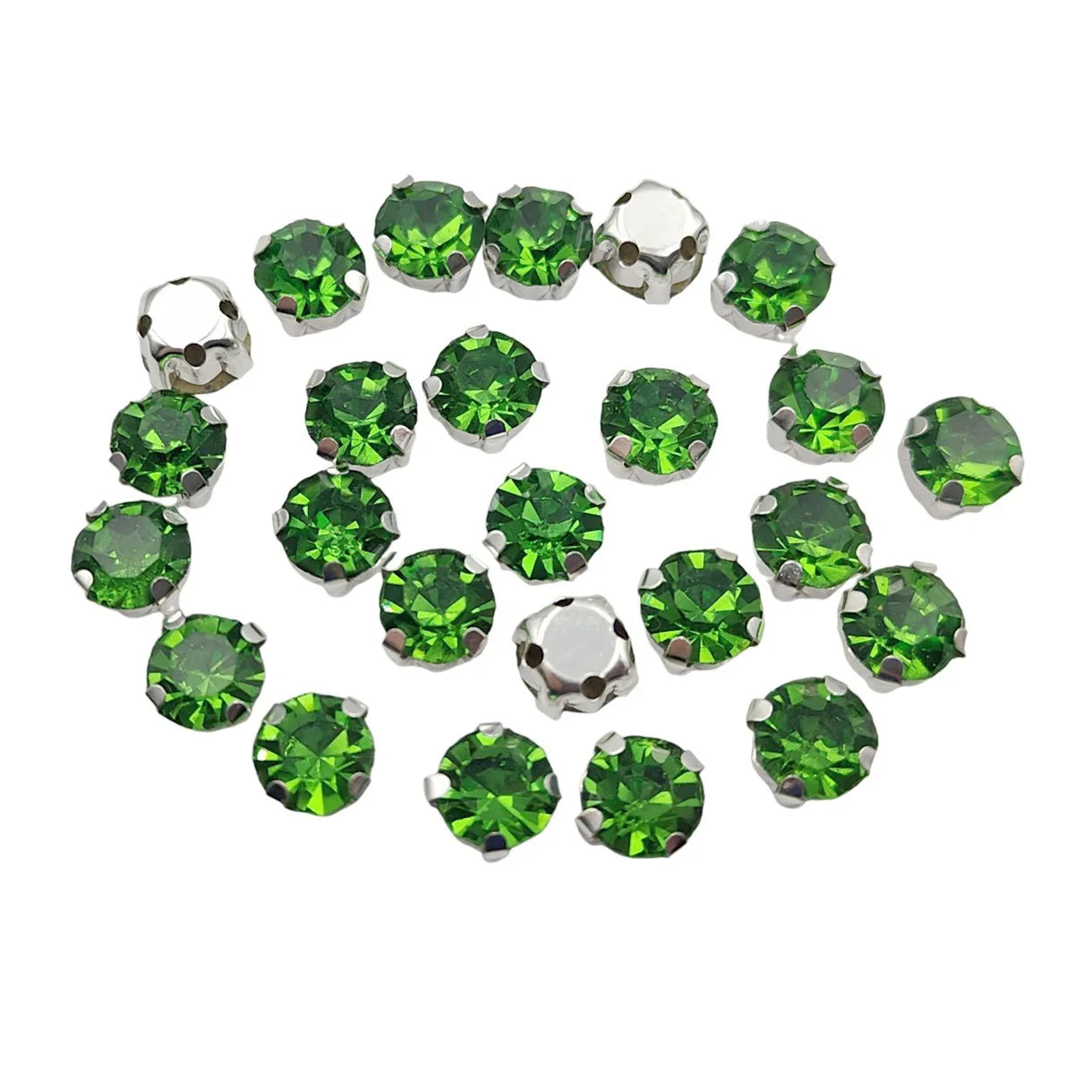 Piatră rotundă de sticlă cu gheare de argint bază Sew-On Cristale pentru îmbrăcăminte, pantofi, și meșteșuguri