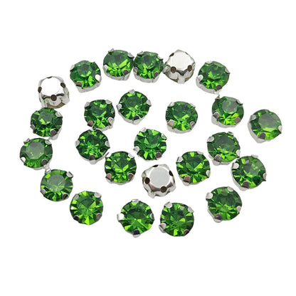 Piatră rotundă de sticlă cu gheare de argint bază Sew-On Cristale pentru îmbrăcăminte, pantofi, și meșteșuguri