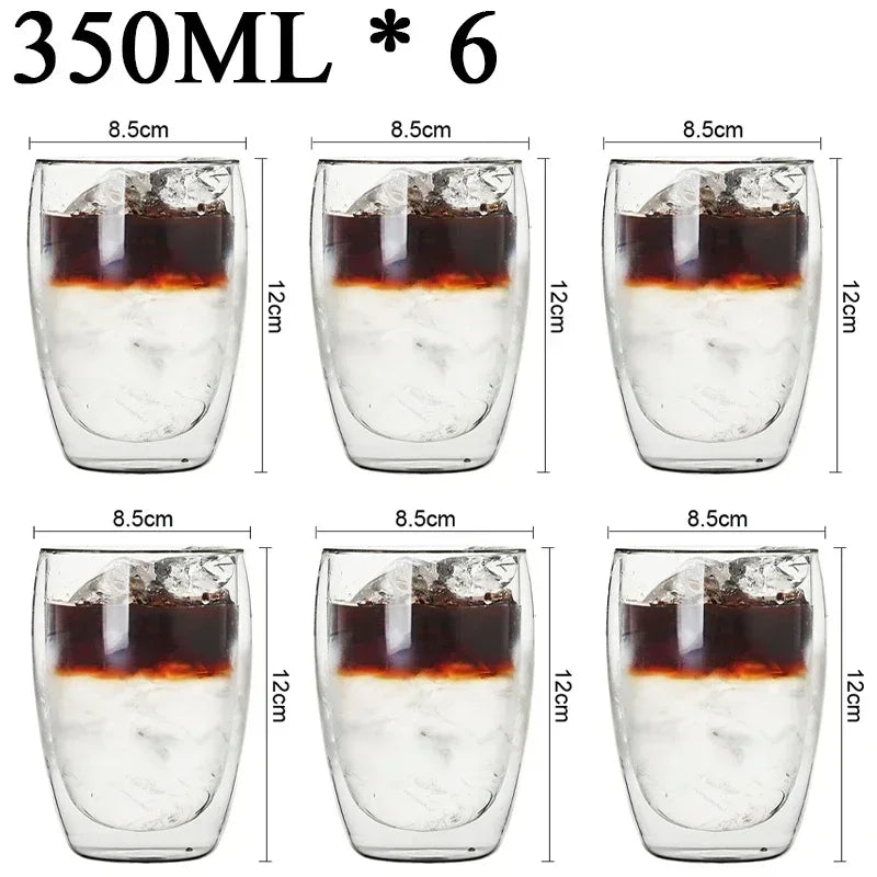 2-18PCS Dublu perete mare Borosilicat de sticlă cani  bază de căldură ceai rezistent, cafea, lapte, și suc Cupe, Creative Bar Drinkware Set cadou