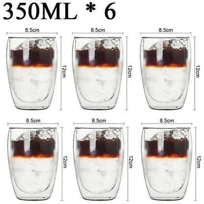 2-18PCS Dublu perete mare Borosilicat de sticlă cani  bază de căldură ceai rezistent, cafea, lapte, și suc Cupe, Creative Bar Drinkware Set cadou