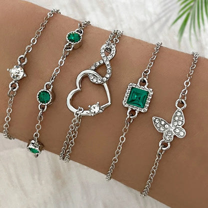 5pcs Vintage Rhinestone brățară Set ا Infinity & Geographic Designs, Bijuterii de moda pentru femei, Cadou perfect & Purtare cazuala